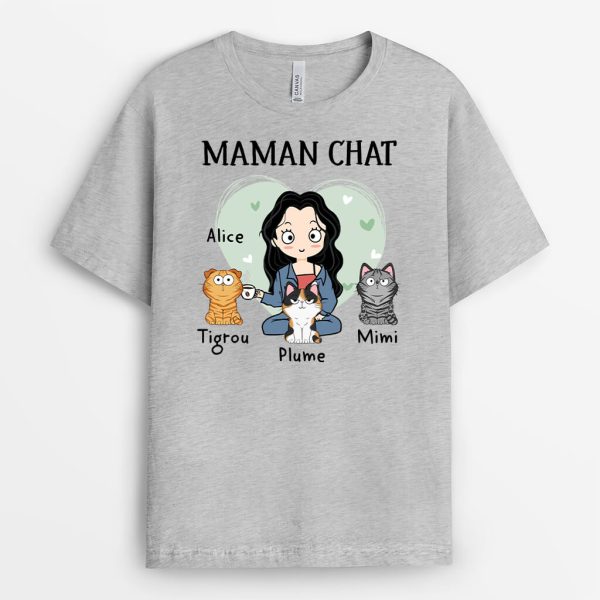 T-shirt Maman De Chat Mignonne Personnalise