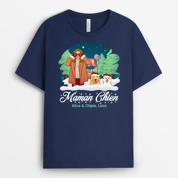 T-shirt Maman De Chien Noel Personnalise