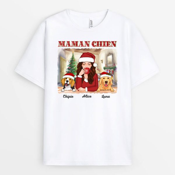 T-shirt Maman De Chien Version Noel Personnalise