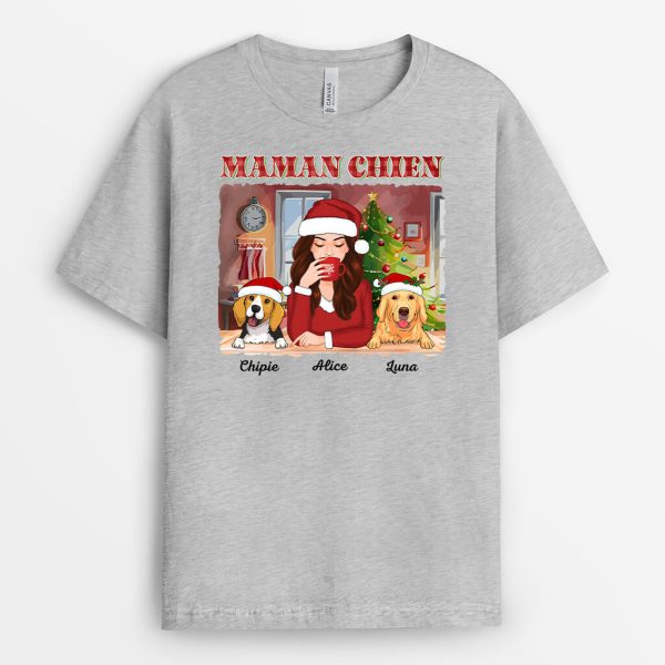 T-shirt Maman De Chien Version Noel Personnalise