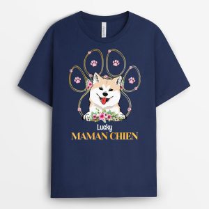 T-shirt Maman De ChienPapa De Chien Colore Personnalise T-shirt Maman De ChienPapa De Chien Colore Personnalise
