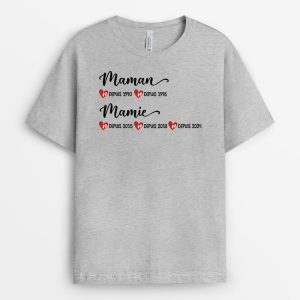 T-shirt Maman Mamie Avec Empreint De Pied Personnalise T-shirt Maman Mamie Avec Empreint De Pied Personnalise