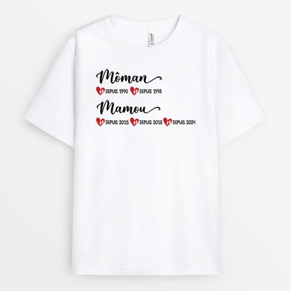 T-shirt Maman Mamie Avec Empreint De Pied Personnalise