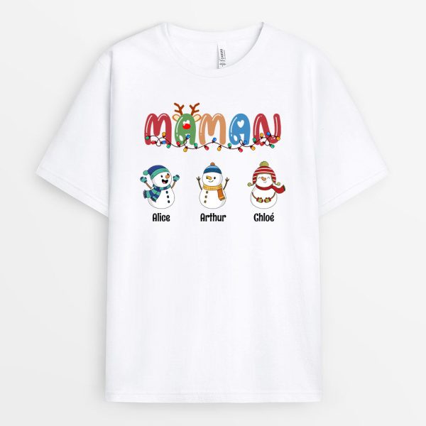 T-shirt Maman Mamie Bonhommes de Neige Personnalise