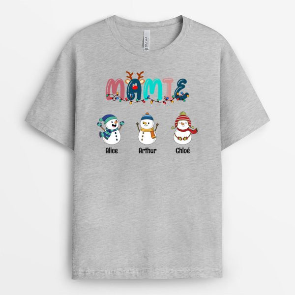 T-shirt Maman Mamie Bonhommes de Neige Personnalise