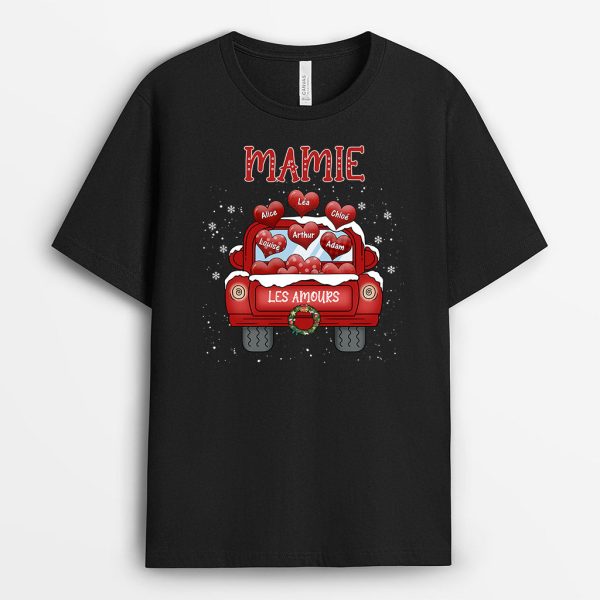 T-shirt Maman Mamie Camion de Petits Cœurs Personnalise