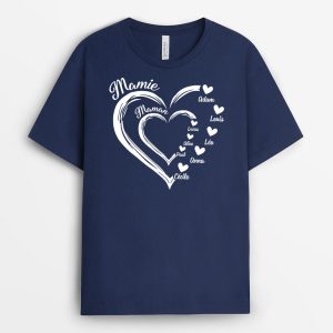 T-shirt Maman Mamie Coeurs Rouges Version Noir Personnalise T-shirt Maman Mamie Coeurs Rouges Version Noir Personnalise