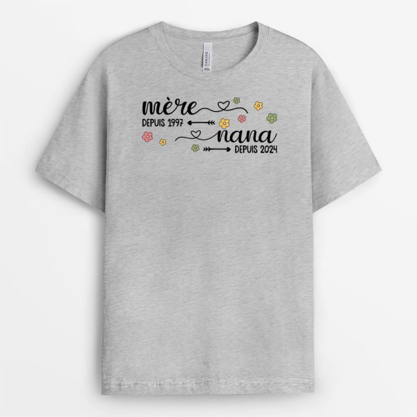 T-shirt Maman Mamie Depuis Version Fleurs Colorees Personnalise