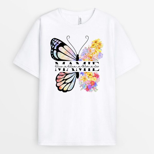 T-shirt Maman Mamie Fleur Papillon Personnalise