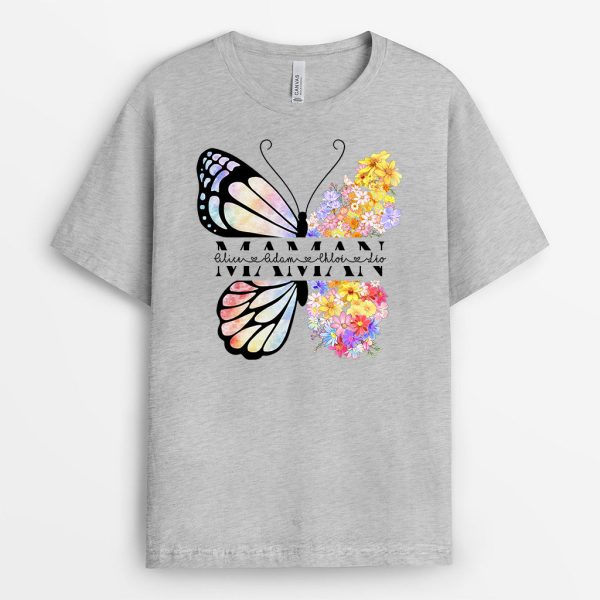 T-shirt Maman Mamie Fleur Papillon Personnalise