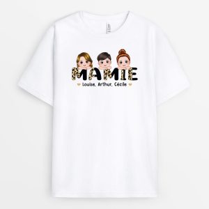 T-shirt Maman Mamie Mot Leopard Personnalise