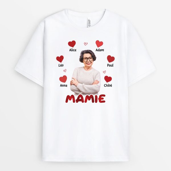 T-shirt Maman Mamie Motif Coeur Rouge Personnalise