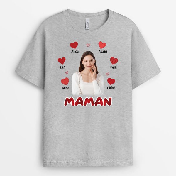 T-shirt Maman Mamie Motif Coeur Rouge Personnalise