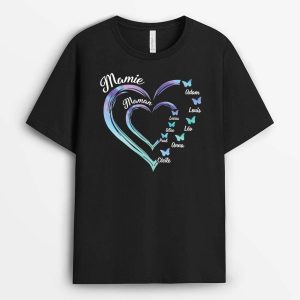 T-shirt Maman Mamie Papillon Leopard Personnalise T-shirt Maman Mamie Papillon Leopard Personnalise
