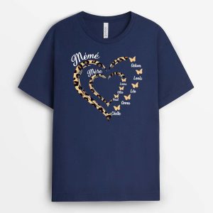 T-shirt Maman Mamie Papillon Leopard Personnalise T-shirt Maman Mamie Papillon Leopard Personnalise