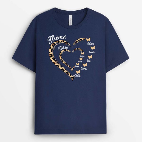 T-shirt Maman Mamie Papillon Leopard Personnalise