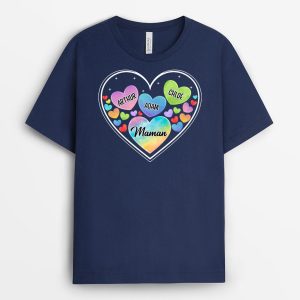 T-shirt Maman Mamie Petits Coeurs Colores Personnalise T-shirt Maman Mamie Petits Coeurs Colores Personnalise