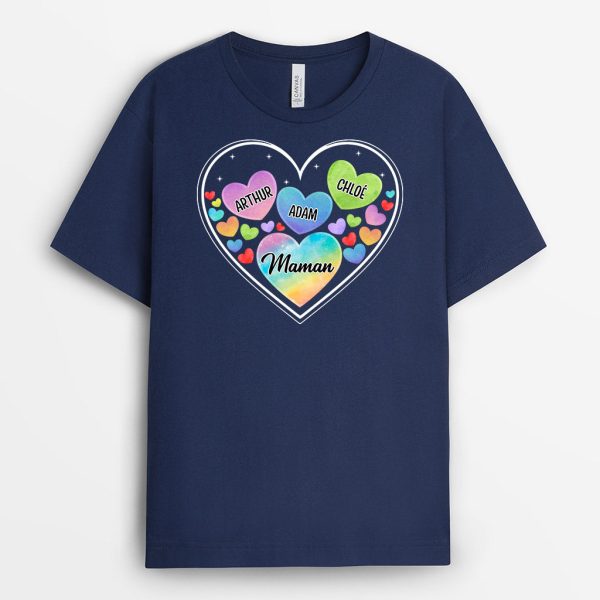 T-shirt Maman Mamie Petits Coeurs Colores Personnalise