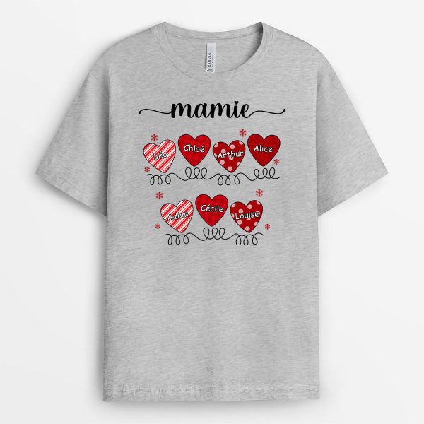 T-shirt Maman Mamie Petits Coeurs Rouges Personnalise