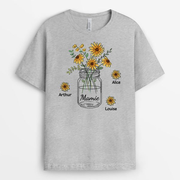 T-shirt Maman Mamie Pot de Fleurs Personnalise