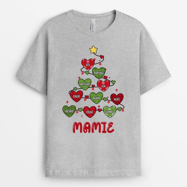 T-shirt Maman Mamie Pyramide de Cœurs Personnalise