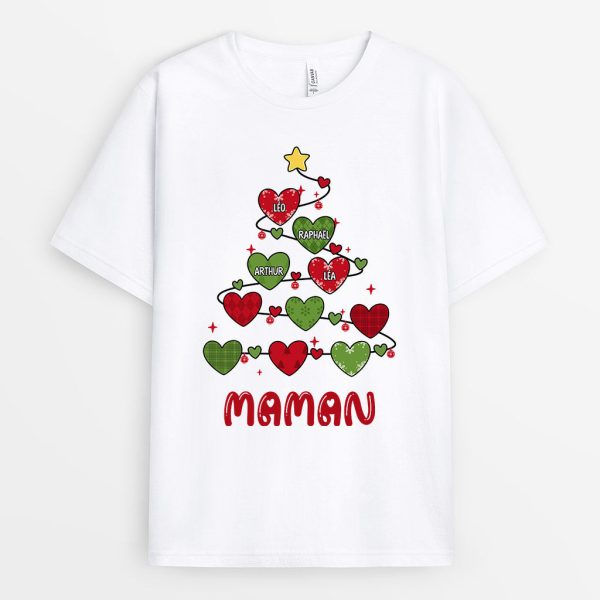 T-shirt Maman Mamie Pyramide de Cœurs Personnalise