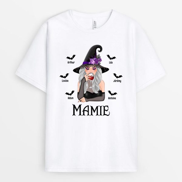 T-shirt Maman Mamie Sorciere Avec Petits-Enfants Personnalise