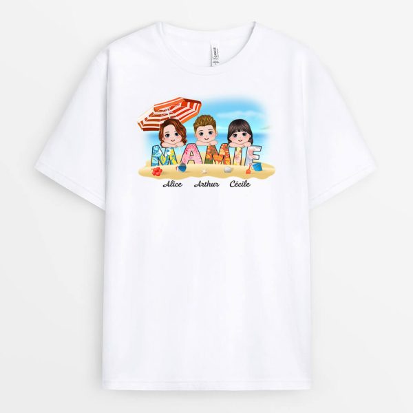 T-shirt Maman Mamie Theme D’ete Sur La Plage Personnalise