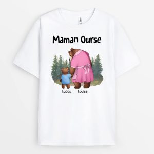 T-shirt Maman Ourse Avec L’Enfant Personnalise