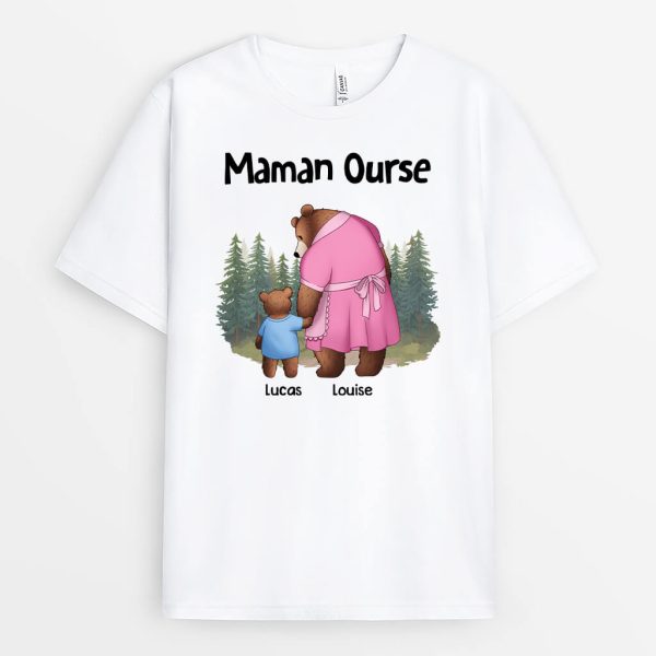 T-shirt Maman Ourse Avec L’Enfant Personnalise