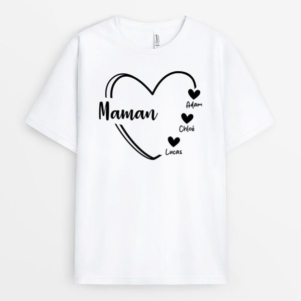 T-shirt Maman Petits Coeurs Noirs Personnalise