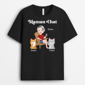 T-shirt MamanPapa Chat Sur Chaise Personnalise T-shirt MamanPapa Chat Sur Chaise Personnalise