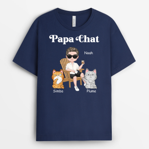 T-shirt MamanPapa Chat Sur Chaise Personnalise T-shirt MamanPapa Chat Sur Chaise Personnalise