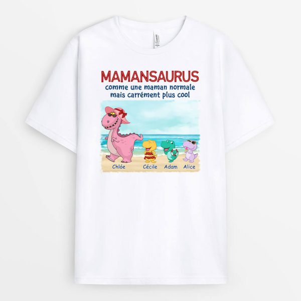 T-shirt Mamansaurus Mamiesaurus La Plage Personnalise