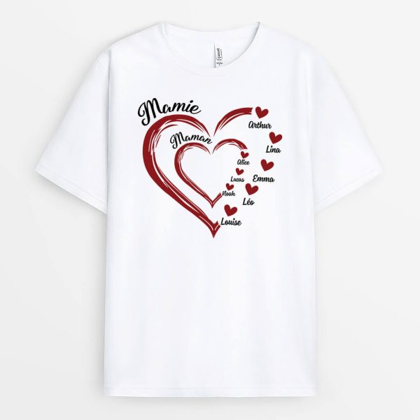 T-shirt Mamie Avec Coeur Rouge Personnalise