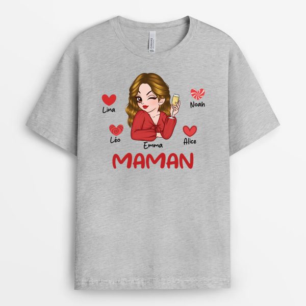 T-shirt Mamie Charmante Avec Coeur Rouge Personnalise