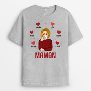 T-shirt Mamie Maman Petits Coeurs Entourage Personnalise T-shirt Mamie Maman Petits Coeurs Entourage Personnalise
