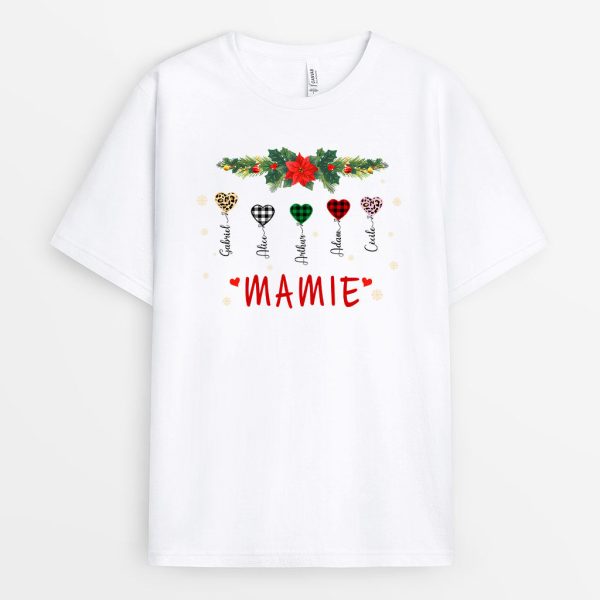 T-shirt Mamie Maman Petits Coeurs a Carreaux Noel Personnalise