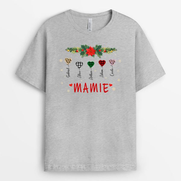 T-shirt Mamie Maman Petits Coeurs a Carreaux Noel Personnalise