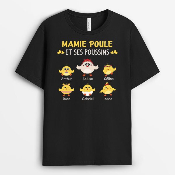 T-shirt Mamie Poule Et Ses Poussins Personnalise