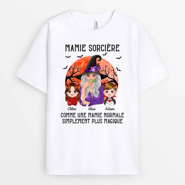 T-shirt Mamie Sorciere Comme Une Mamie Normale Simplement Plus Magique Personnalise