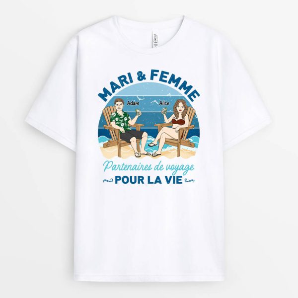 T-shirt Mari & Femme, Partenaires de Voyage A Vie Personnalise