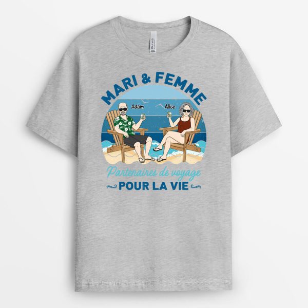 T-shirt Mari & Femme, Partenaires de Voyage A Vie Personnalise