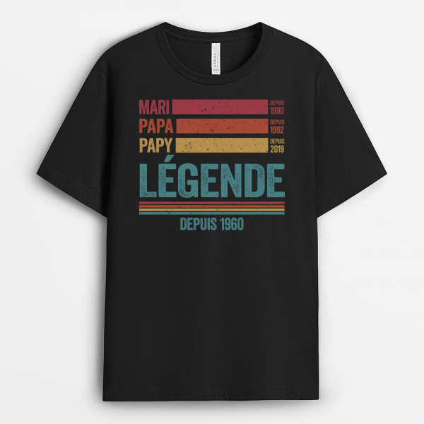 T-shirt Mari Papa Papy Legende Depuis Personnalise