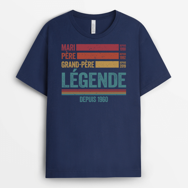 T-shirt Mari Papa Papy Legende Depuis Personnalise