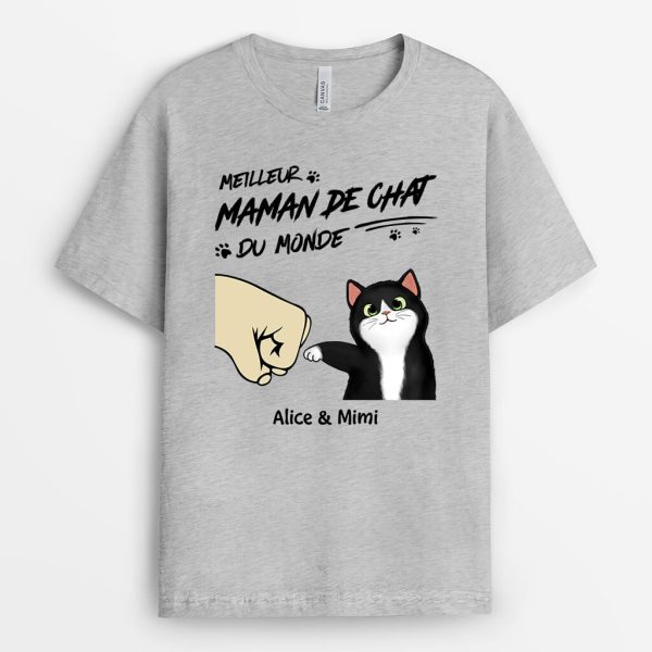 T-shirt Meilleur Papa ChatMaman Chat Du Monde Bosse De Poing Personnalise