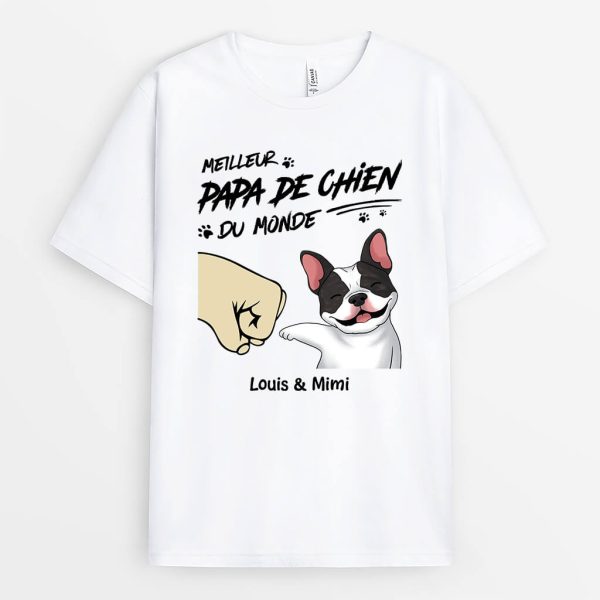 T-shirt Meilleur Papa ChienMaman Chien Du Monde Bosse De Poing Personnalise