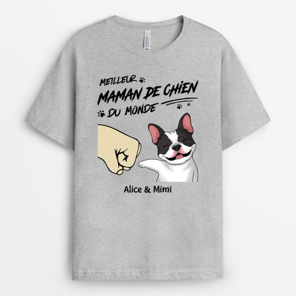 T-shirt Meilleur Papa ChienMaman Chien Du Monde Bosse De Poing Personnalise