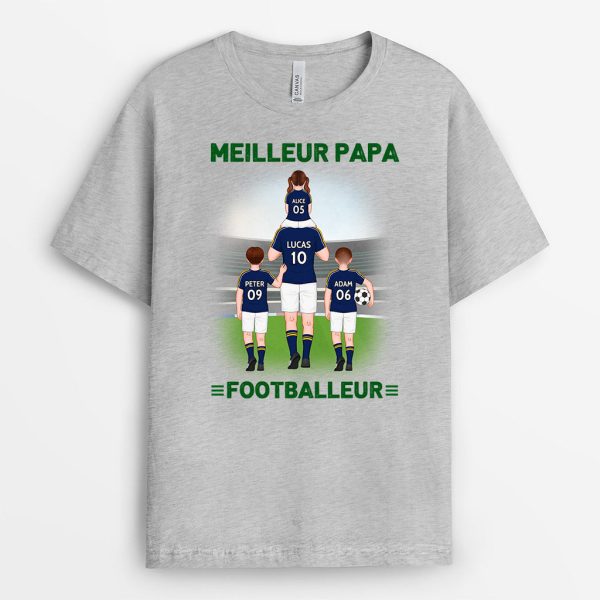 T-shirt Meilleur Papa Footballeur Terrain Personnalise