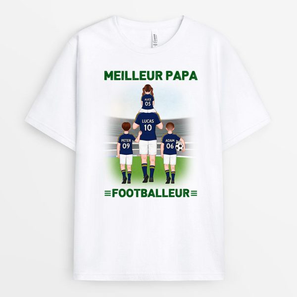 T-shirt Meilleur Papa Footballeur Terrain Personnalise